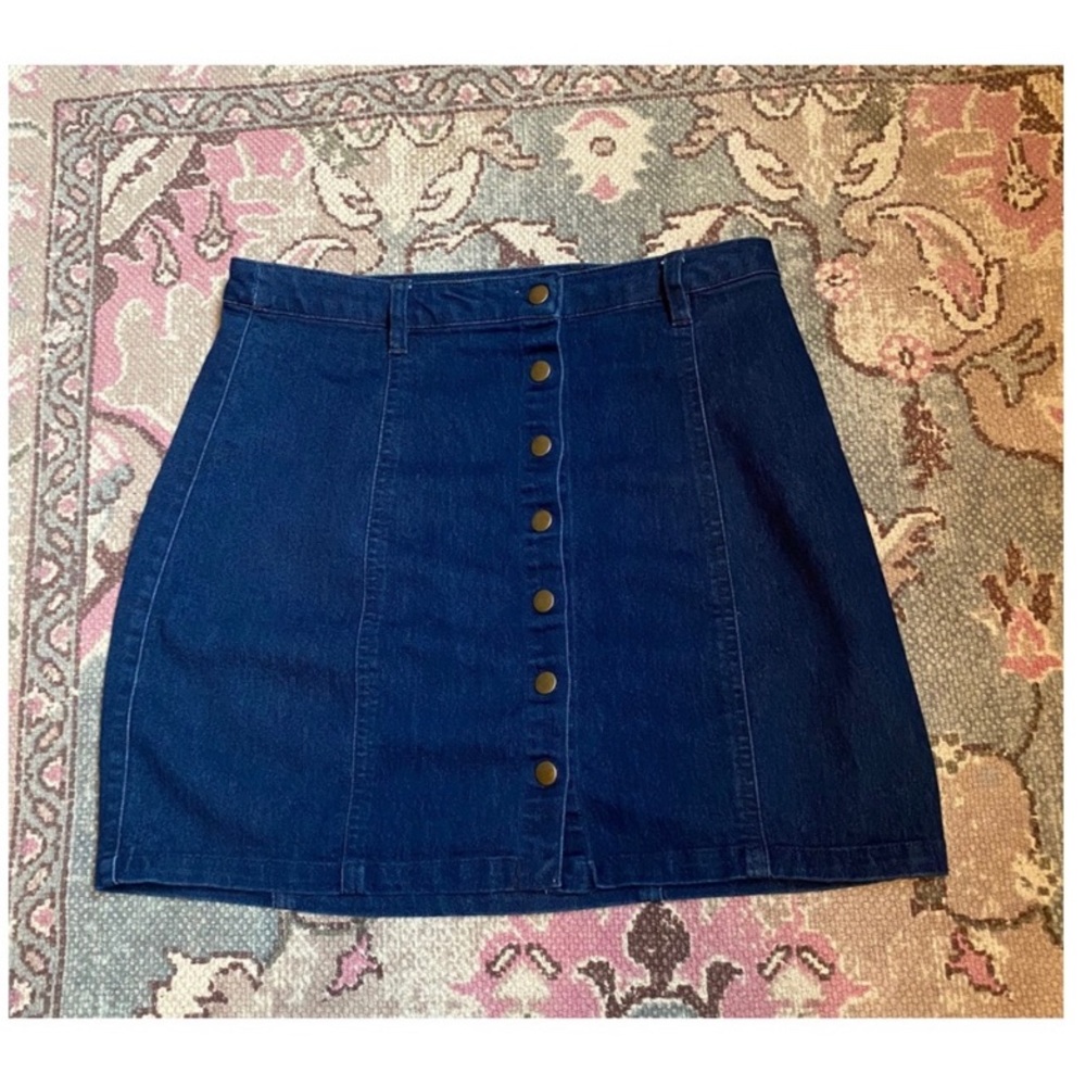 Button up denim skirt